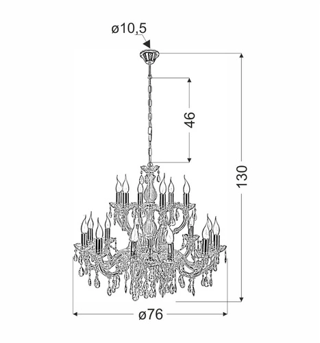 Křišťálový lustr Maria Teresa zlatý 18-ramenný do obýváku a ložnice nastavitelný