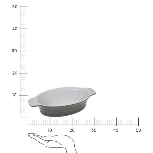 Oválná hliněná nádoba 22x11 cm šedá