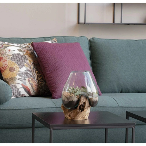 Skleněná dekorace zahrada v kapce House Nordic 20 cm na stůl do obýváku