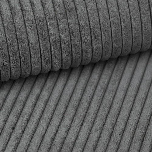 Rohová manšestrová pohovka Molde M levá s rozkladem a úložným prostorem do obýváku šedá