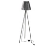 Stojací lampa do obýváku PLATINO moderní černá se stříbrným stínidlem 150 cm