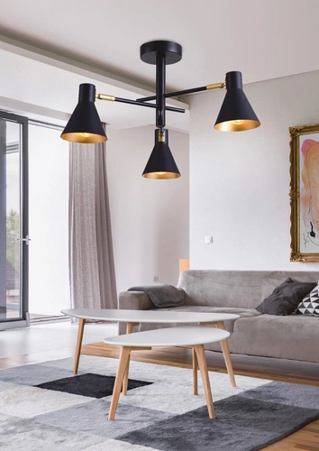 Moderní závěsné svítidlo Less 3bodové černé kovové do obýváku a nad kuchyňský ostrůvek