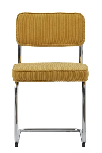 Čalouněná žlutá židle z manšestru Tepper moderní na saních do jídelny a kuchyně