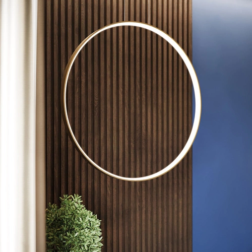 Moderní závěsné svítidlo RIO 110 zlaté LED do obýváku a jídelny rozptýlené světlo