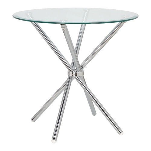 Kulatý skleněný stůl Ufo 90 cm transparentní moderní do jídelny a obýváku chrom Intesi