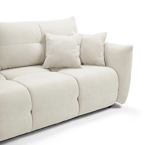 Rozkládací pohovka Bode bílá pro 3 osoby s úložným prostorem a funkcí spaní do obýváku