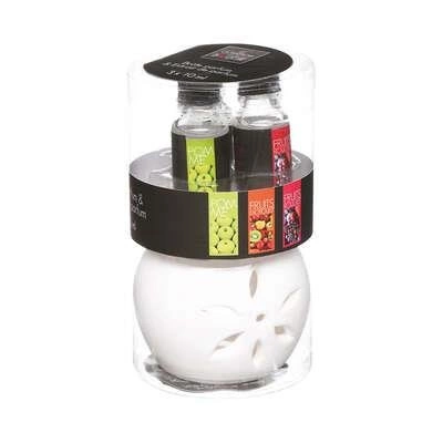 Keramická aromalampa Atmosphera se 3 ovocnými vonnými oleji do bytu