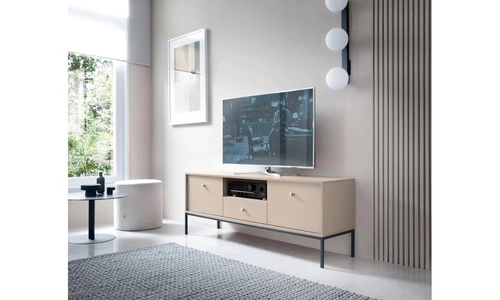 Konferenční stolek Evora béžový se zásuvkou a policí, obdélníkový, moderní do obýváku Intesi