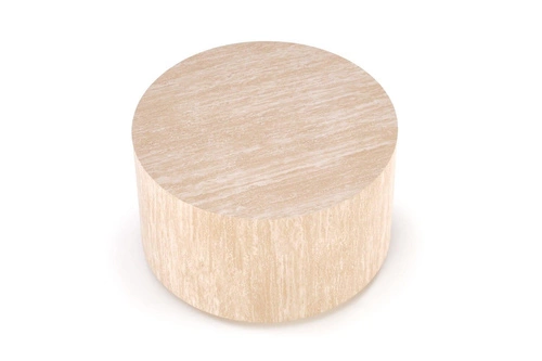 Konferenční stolek Travertino kulatý 60 cm moderní dřevěný do obýváku béžový Intesi