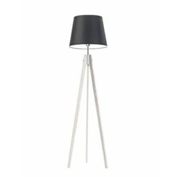 Stojací dřevěná lampa ARUBA černá s textilním stínidlem trojnožka do obýváku a ložnice Lysne