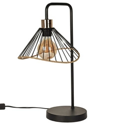 Stolní lampa Anel moderní černá s ratanem do obýváku a ložnice loft industriální