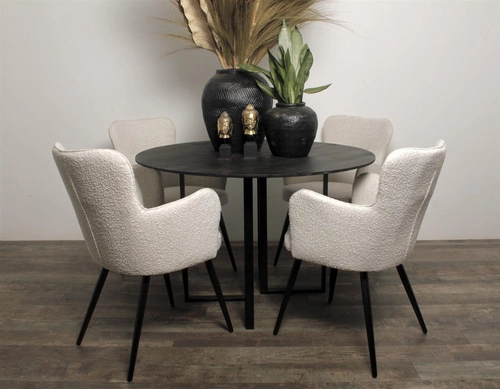 Jídelní židle Cherson Intesi čalouněná látkou teddy bear bílá s područkami moderní