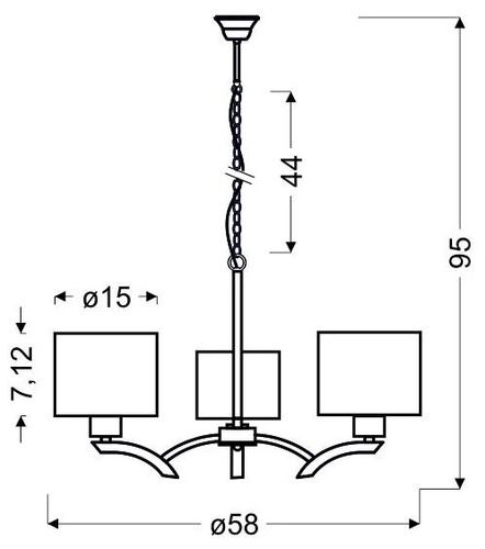 Závěsné svítidlo Draga glamour krémové 3bodové do obýváku a jídelny z látky 58 cm