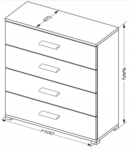 Šedá komoda Della se 4 zásuvkami moderní na nožkách do obýváku a ložnice Intesi