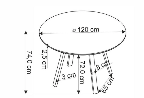 Jídelní kulatý stůl Ralik 120 cm ořechový s černými nohami moderní industriální