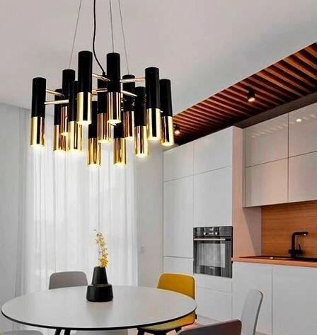 Závěsné svítidlo GOLDEN PIPE-13 černé zlato