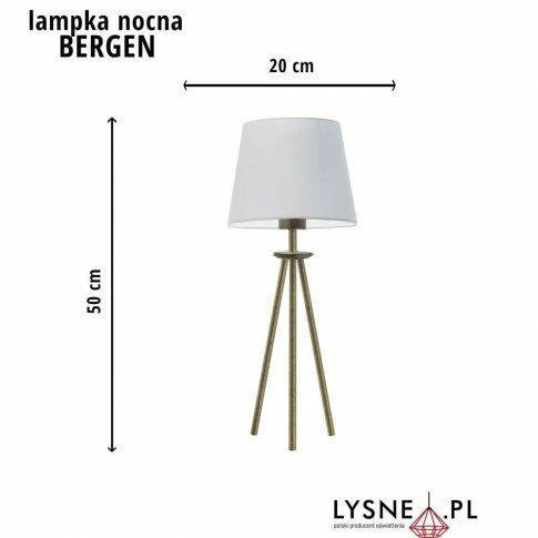 Noční lampička BERGEN moderní s světle šedým stínidlem na stříbrné konstrukci do ložnice