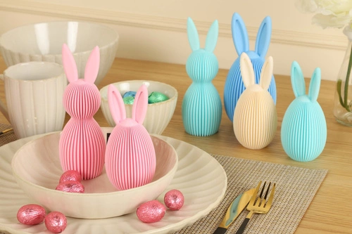 Velikonoční dekorace Intesi vajíčko s oušky růžové glamour na stůl nebo komodu 13,5 cm