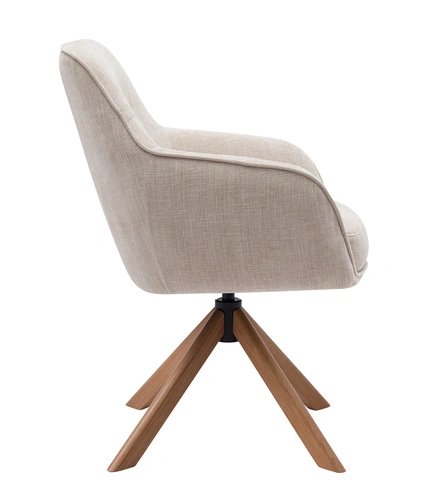 Otočná křesla Lova béžová do obýváku moderní s područkami na dubových nohách