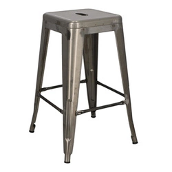 Barová židle Paris 66 cm kovová černá industriální k kuchyňskému ostrůvku inspirovaná Tolix D2.DESIGN