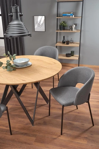 Jídelní kulatý stůl Zambia 120 cm moderní zlatý dub s černými nohami Intesi