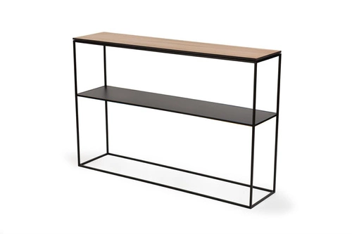 STAM 280 moderní úzká konzole do předsíně a obýváku dubová dýha kovová police