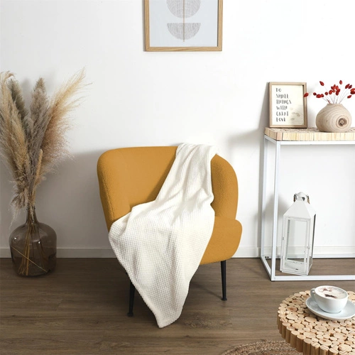 Dekorační pléd Honeycomb krémový 120x150 cm teplá deka na pohovku do obýváku Intesi