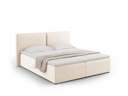 Čalouněná postel Jodie 160x200 béžová s úložným prostorem sametová do ložnice glamour