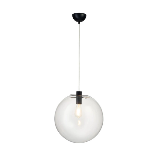 Závěsné skleněné černé svítidlo koule TONDA 40 cm do obýváku a nad stůl, výškově nastavitelné