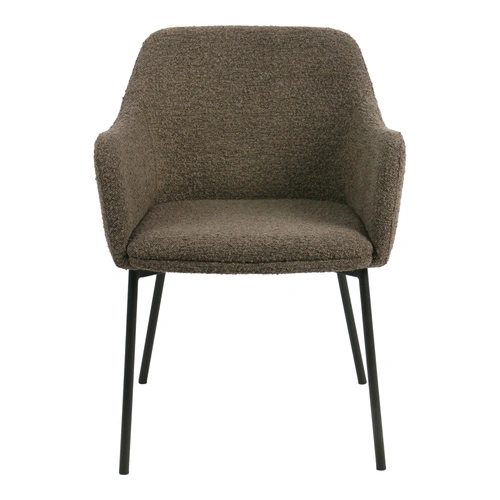 Židle Melilla bouclé hnědá s područkami moderní jídelní