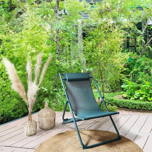 Zahradní lehátko Canard skládací s nastavitelným opěradlem modré moderní na terasu Ventos