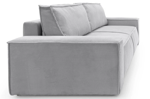 Rozkládací pohovka s úložným prostorem Molde modrý manšestr 3místná na spaní do obýváku