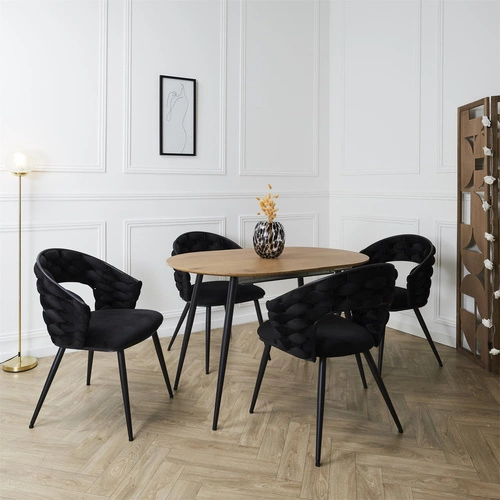 Čalouněná sametová židle Sawyer černá s područkami do jídelny a obývacího pokoje Intesi