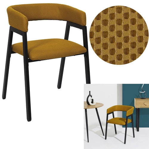 Žlutá čalouněná jídelní židle Craft Intesi s područkami, moderní do kuchyně