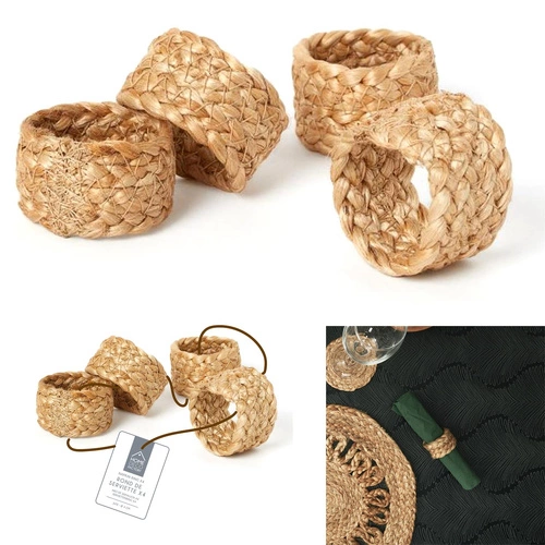 Sada 4 jutových kroužků na ubrousky