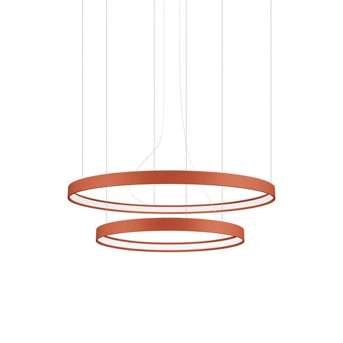 LED lustr RIO 2 moderní červený do obýváku a jídelny nastavitelný 78 cm