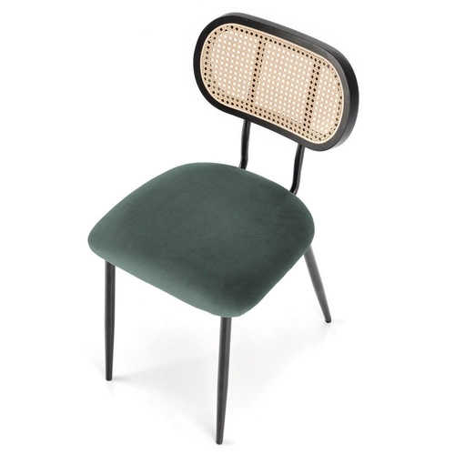 Čalouněná velurová židle Sophie zelená do jídelny a obýváku moderní na černých nohách