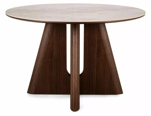 Stůl kulatý Leban 120 cm mramor jídelní moderní ořech