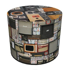 Kulatý taburet PRL Intesi vícebarevný moderní čalouněný do obýváku a ložnice 40 cm