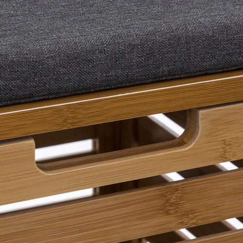 Bambusová stolička s úložným prostorem a šedým polštářem 5five simply smart do předsíně