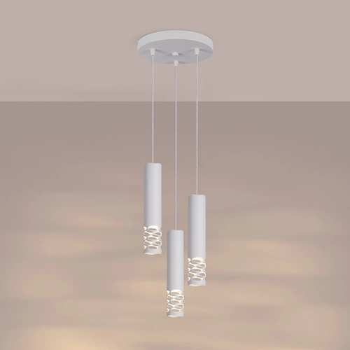 Moderní bílý závěsný lustr LIRO 3P do obýváku a kuchyně kovový 3bodový