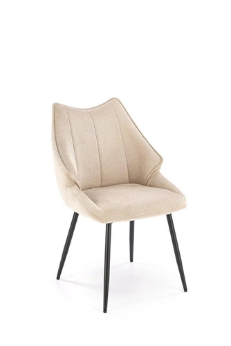 Čalouněná židle Rania béžová do jídelny a obýváku moderní na černých kovových nohách Intesi