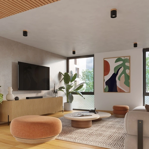 Stropní LED svítidlo RIF černé moderní do obýváku a ložnice SOLLUX LIGHTING