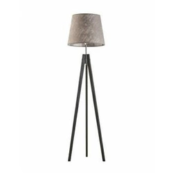 Stojací lampa do obýváku dřevěná Aruba šedá s textilním stínidlem tripod glamour 149 cm