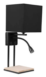 Nástěnné svítidlo Theo moderní černé LED s látkovým stínidlem a vypínači do ložnice CANDELLUX