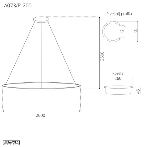 Visící lampa LED kruhy č.1 200 cm, černý, 4000K