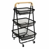 Mayaj kovový třípatrový pojízdný regál na kolečkách do kuchyně a koupelny černý 5five