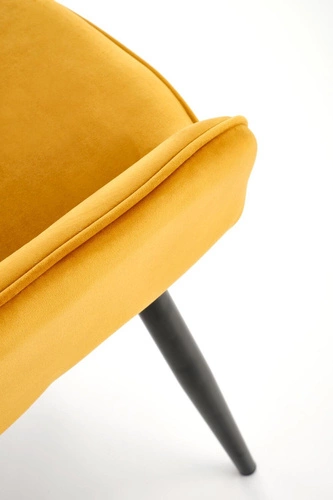 Jídelní židle Marion hořčicová čalouněná sametem s područkami moderní Intesi