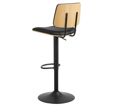 Barová židle Owen černá s opěrkou, výškově nastavitelná, otočná, kožená do kuchyně a k ostrůvku, moderní Actona