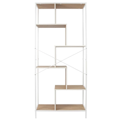 Knihovna Rack L bílá moderní loftová kovová do obýváku 80 cm Intesi